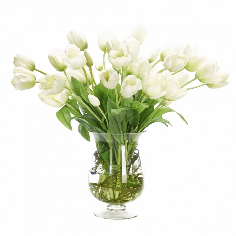  Букет цветов в вазе: белые тюльпаны, NDI (Америка) 