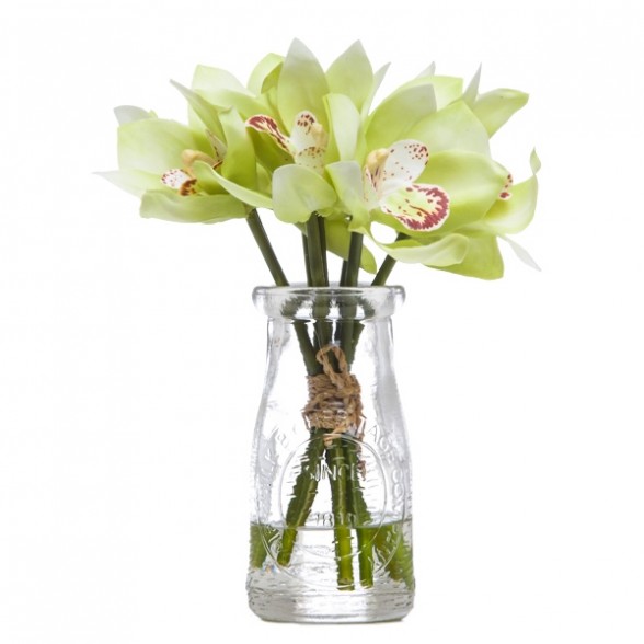 Зеленый цимбидиум в вазе, Lux Art Silks (Америка)